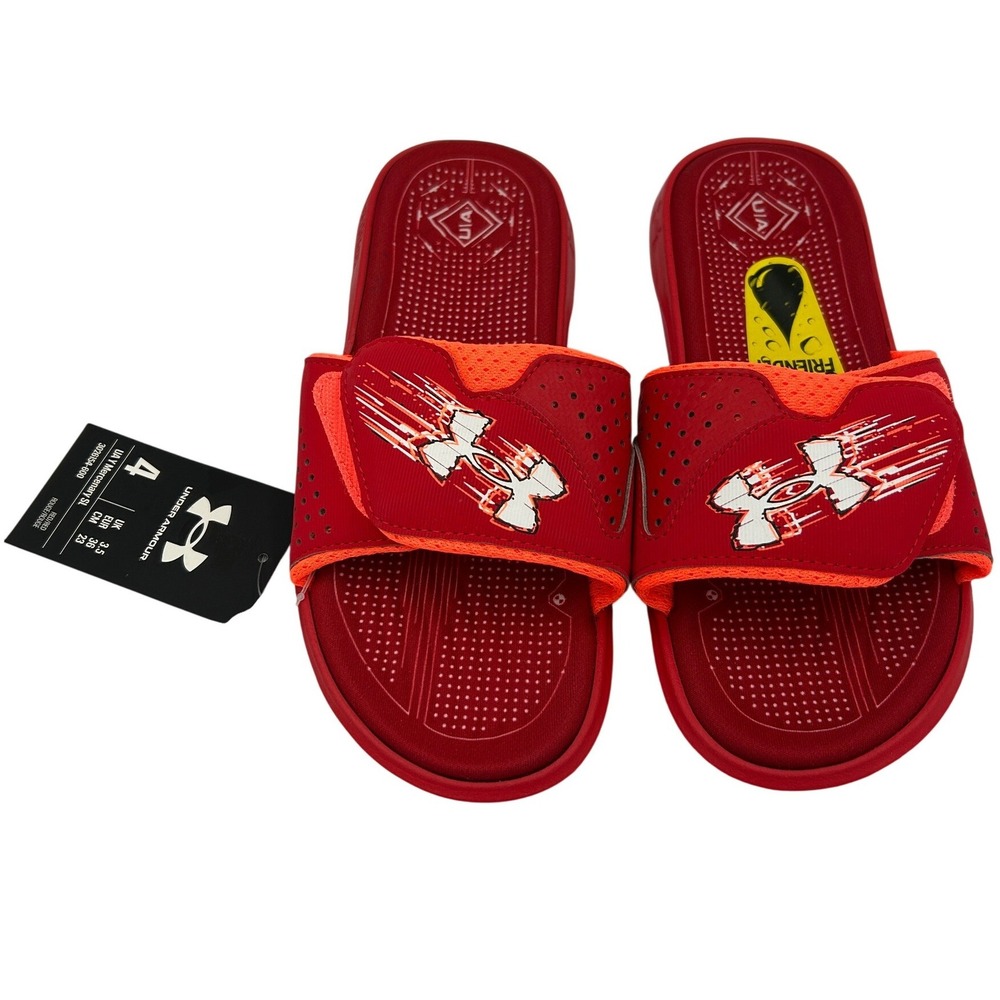 Under Armour UA Y Mercenary SL Slides Youth 4 Red New Water Friendly 3026154-600